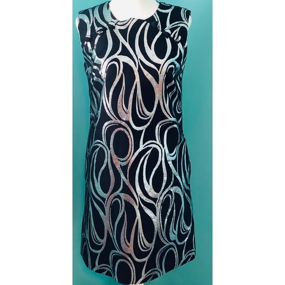 Milly‎ of New York Dress Size 0 Sleeveless Black Silver Metallic Cocktail size 0